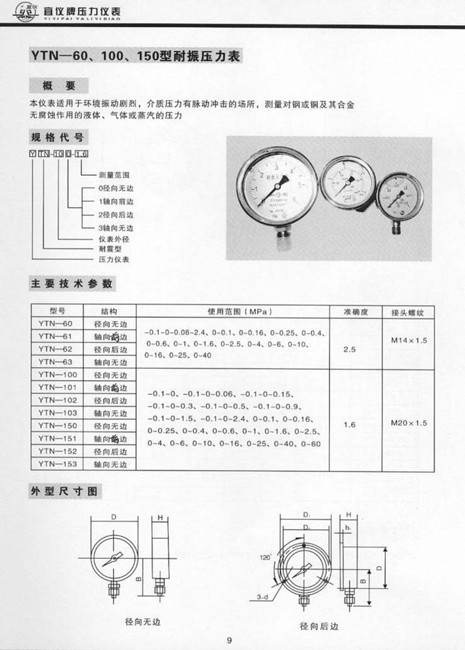 YTN耐振真空压力表(图1)